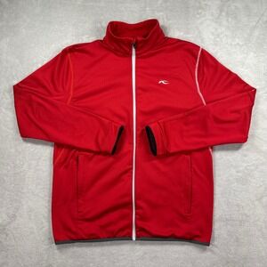 KJUS Denholm Jacket Men XL Red Full Zip Lightweight Technical Midlayer Outdoors